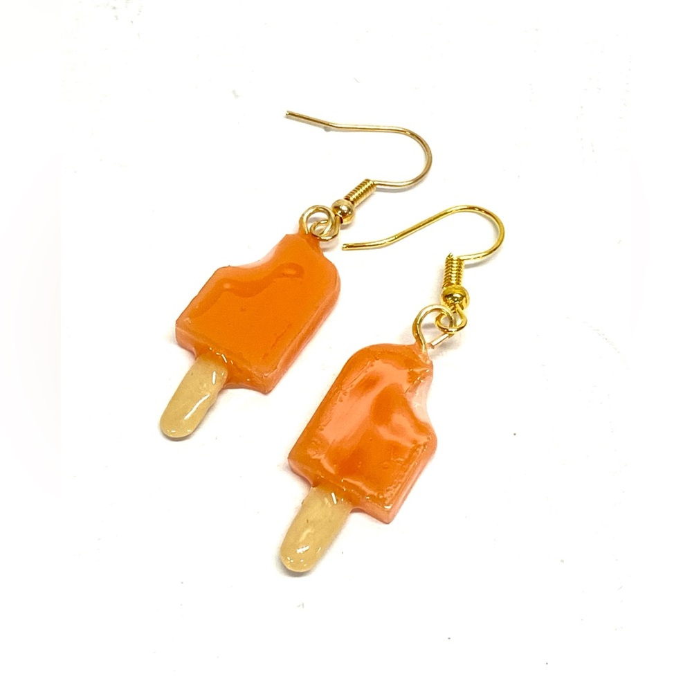 HANDMADE Dreamsicle Resin Art Dangle Earrings